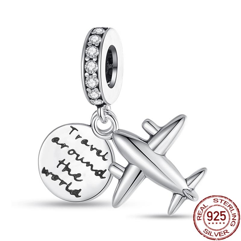 Copper Fashion Travel Airplane Luggage ThreePiece Set Charm Bead Charms Ideal For Women Authentic Bracelets Pendant Do It Yourself Jewellery