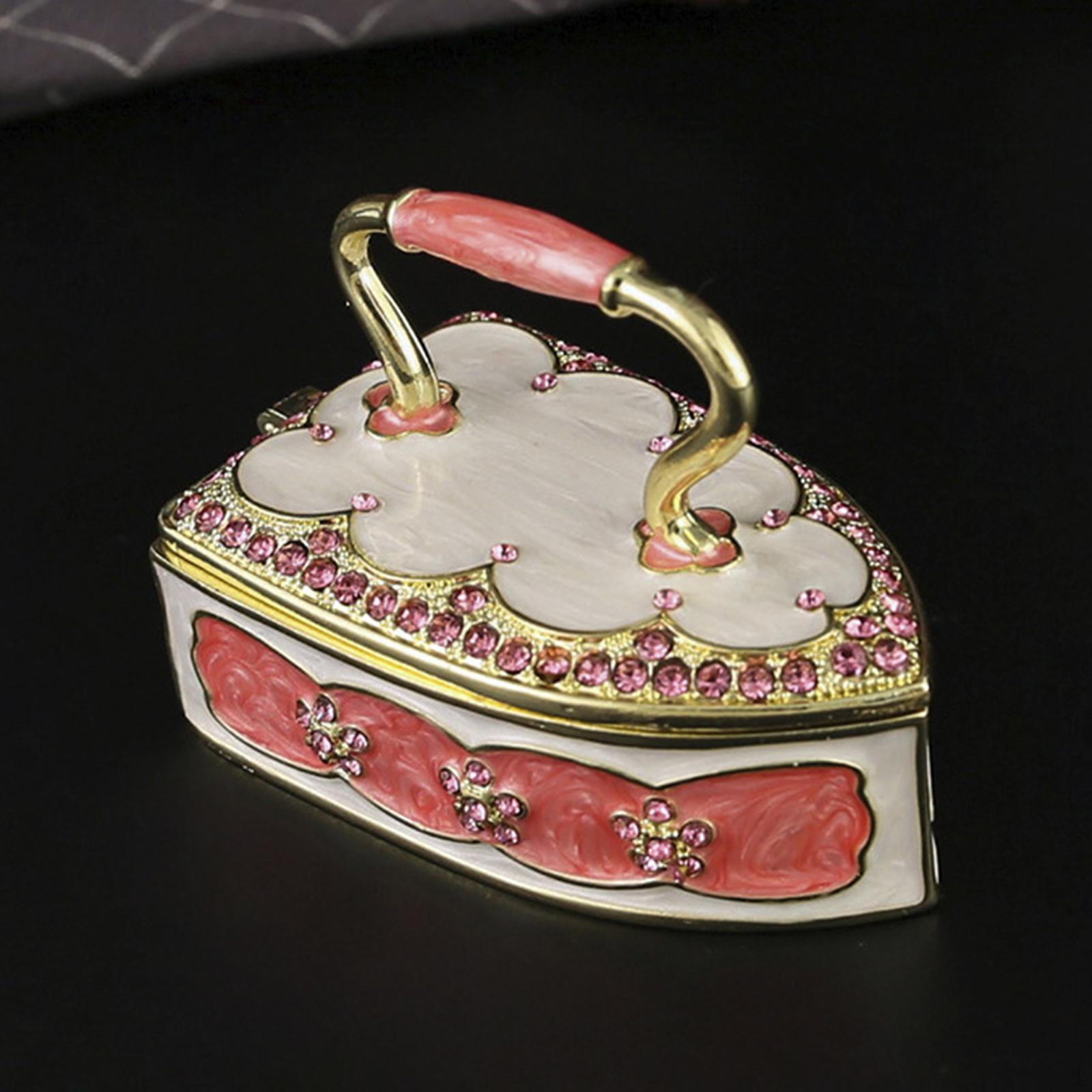 

Enameled Trinket Box Jewelry Decoration Decor Practical Metal Collectible Sturdy Organizer розовый