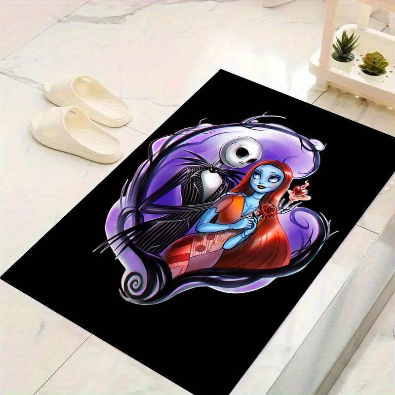 1pc Disney Jack Skellington Pattern Carpet Area Rug Non-slip Carpet Hand Washable Floor Mat Suitable For Living Room Bedroom Home Decor