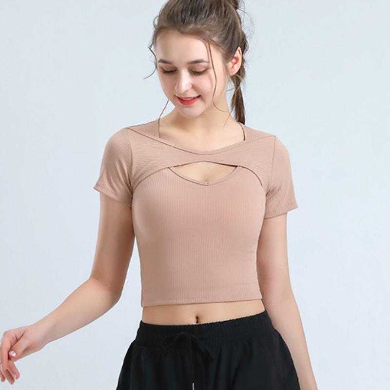 New Yoga Clothing Tops Short-sleeved T-shirt Women Summer Tight Sports Running Stretch Breathable Fitness Tops