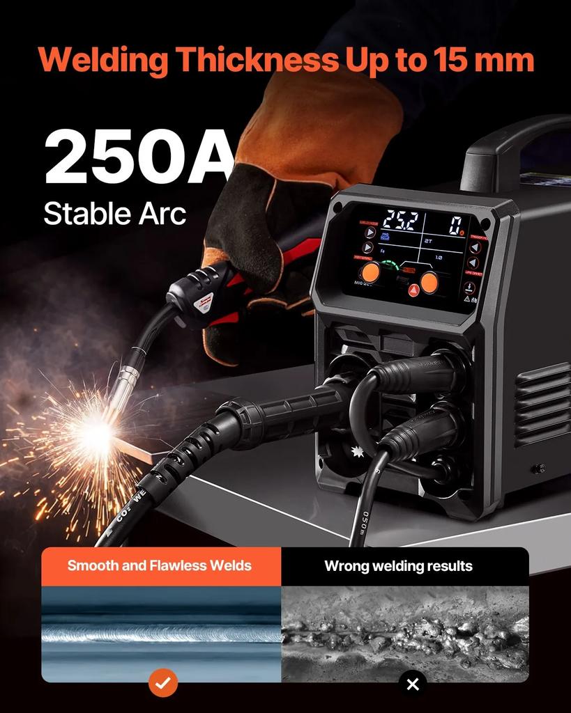 VEVOR Pro MIG Welder, 250Amp Pluse Mig Welding Machine