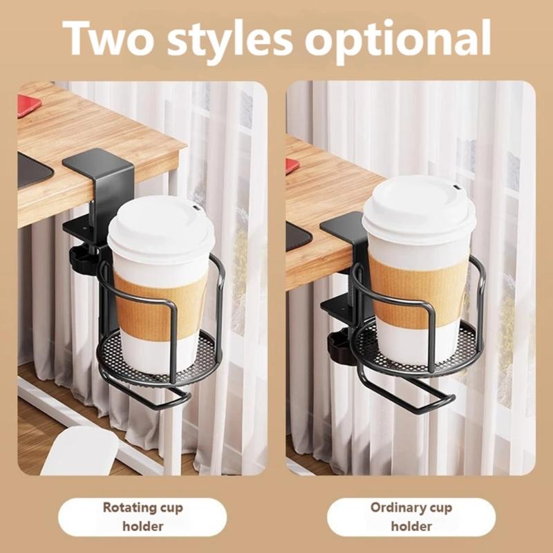 Desk Mounted Cup Holder with Headphone Hook Multifunctional Organizers Table Edge for Home Office Use