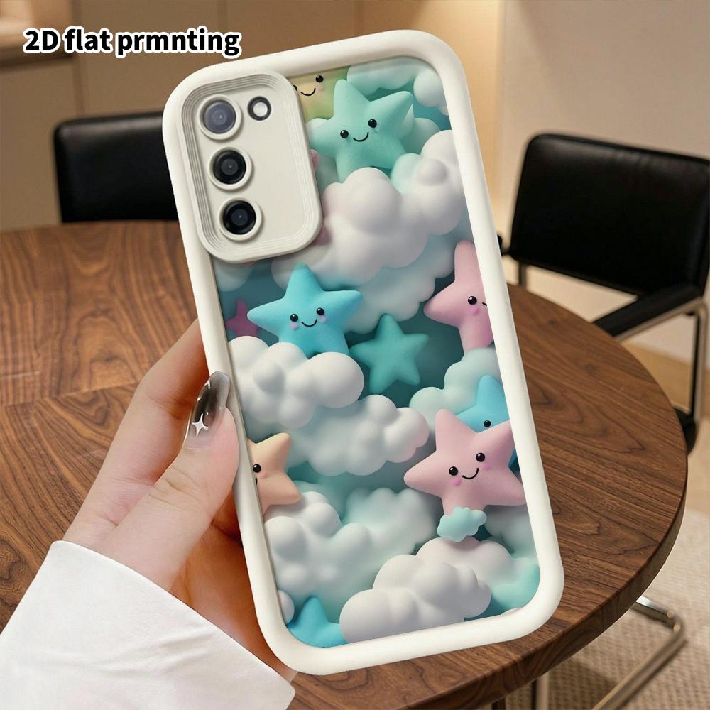 Phone Case: 2D Flat, Fits Samsung Galaxy A34 A35 M05 M06 S20 S22 S21 FE Plus 5G Protective Case, Stars and Clouds, Perfect Christmas and Halloween Hol