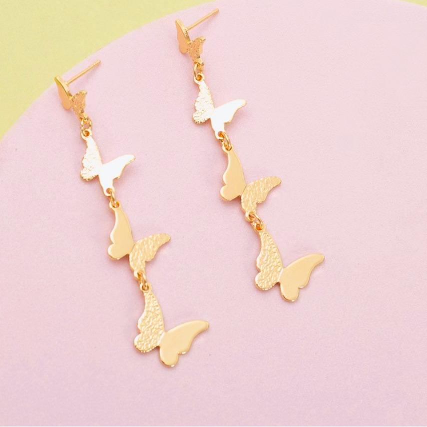 Korean Metal Style Tassel Butterfly Earrings - High-End Women's Christmas Jewelry