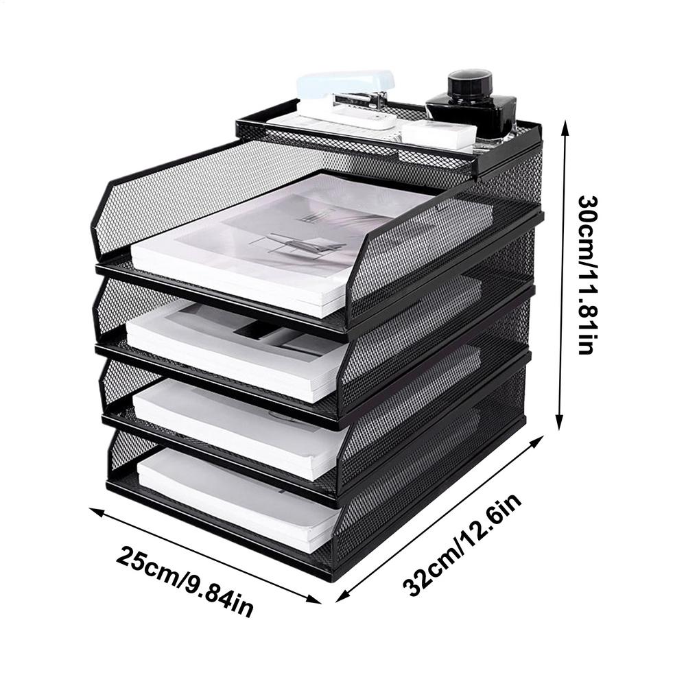 Desk Trays Metal Mesh Stackable File Desktop Organizer Document Holder Stackable Storage Rack For Students Notebook Book Drawer