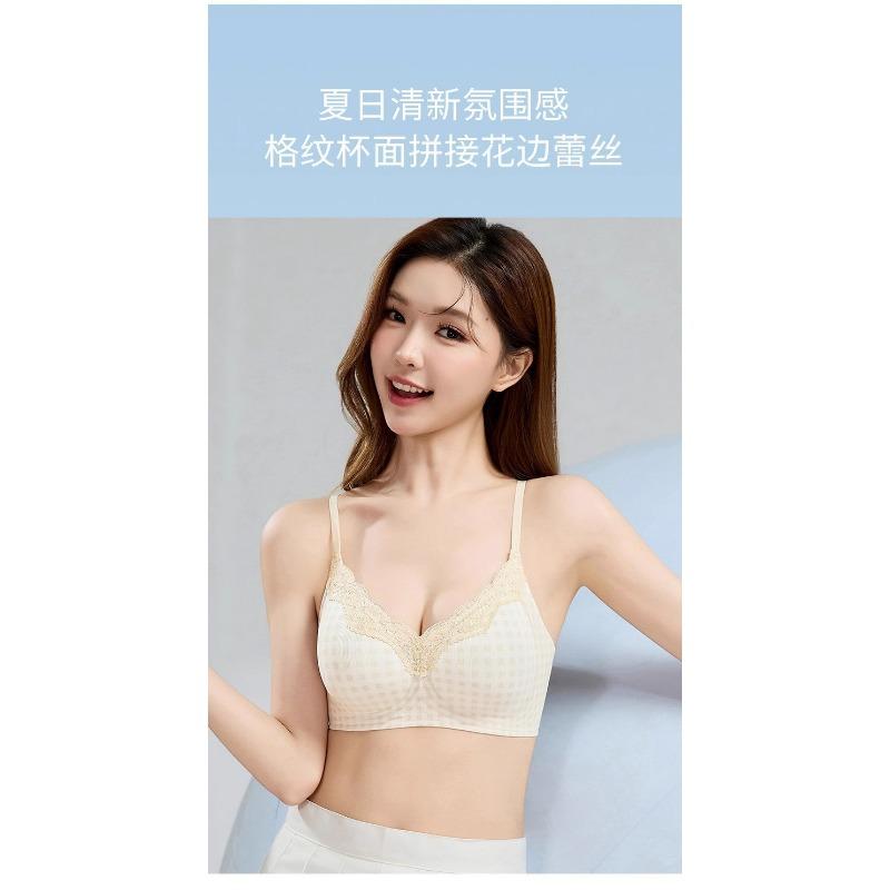

Lace Waffle Ice Breathable Wireless Comfort Bra XL бежевий