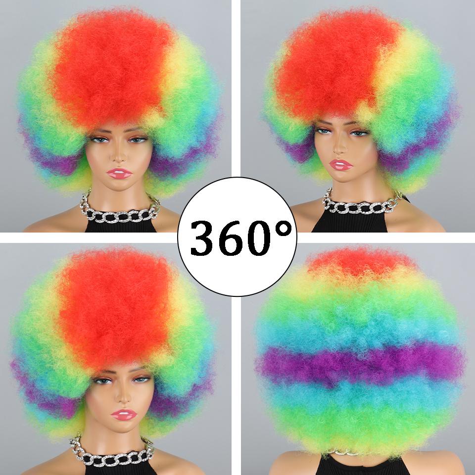 MISSQUEEN Duhová kudrnatá afro paruka pro děti Ženy Kudrnatá afro paruka ze syntetického vlákna Cosplay Denní nošení Kinky Curly Paruka
