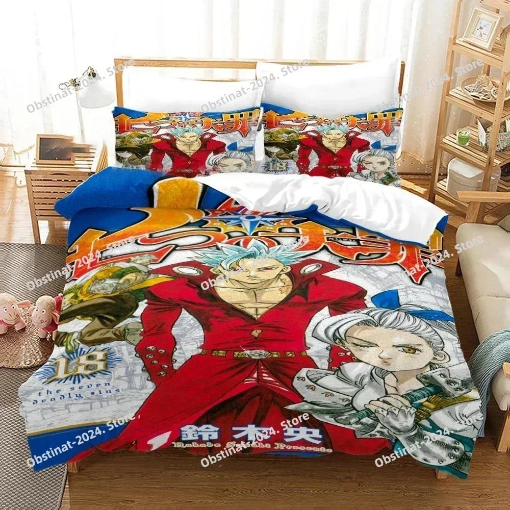 Top Seven Deadly Sins Bedding Set Anime Meliodas Printed Single Comforter Duvet Cover Pillow Case 3 Pieces Sets Kids Adult Size