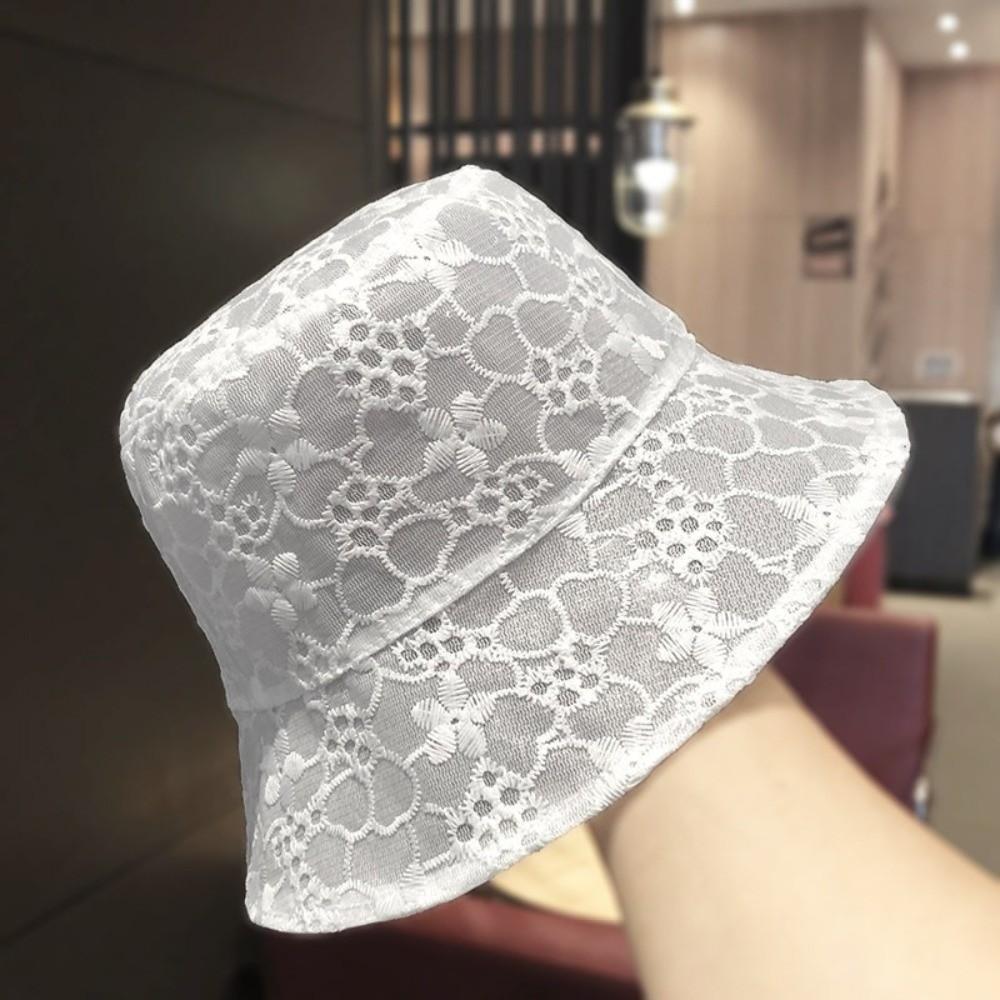 Lace Fisherman Hat Sun Protection Mesh Sun Hat Trendy Bucket Hat белый