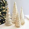 5 Pcs Illuminated Glass Christmas Tree Light Up Glass Tree Figurines