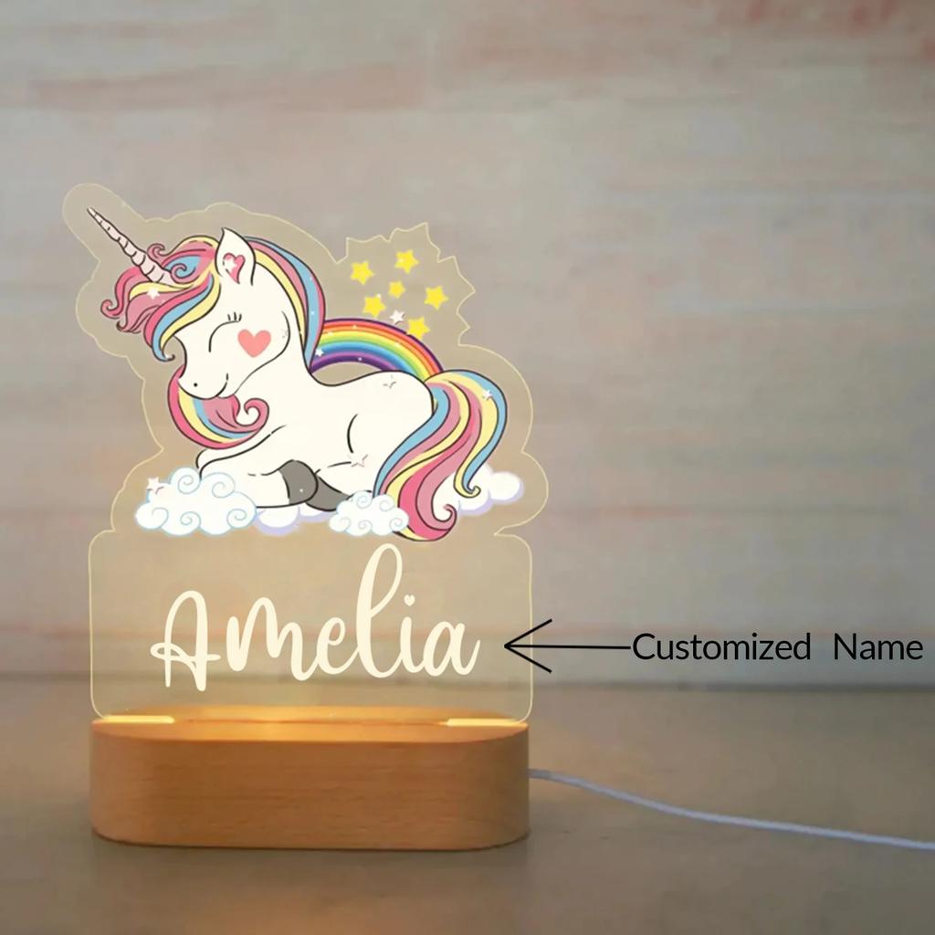 Personalized Animal Night Light - Custom Name Acrylic Lamp for Kids Bedroom Decor Baby Birthday Christmas Gift