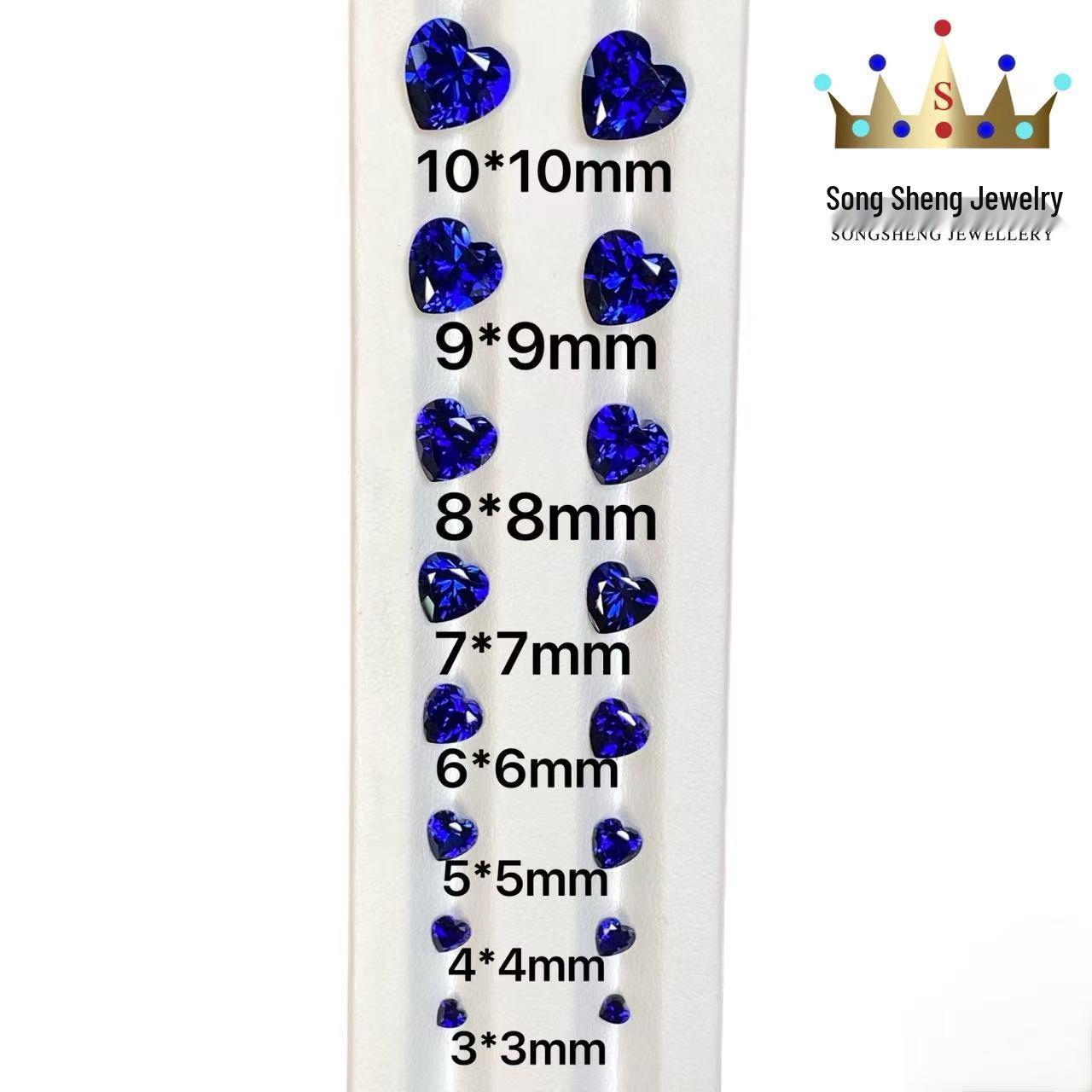 Heart-Shaped Faceted Royal Blue Sapphire and Corundum Ring with Inlaid Loose Stone Heart 3x3mm