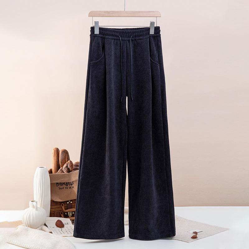G-Samt Weitbeinige Hosen Damen Herbst und Winter Verdickt Lässig Gerade Hosen Hohe Taille Locker Gestrickt Europäischer Baumwollsamt Yamamoto Hosen