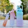 Set di Bicchieri d'Acqua in Plastica a Gradiente di Grande Capacità - Elegante Design a Pancia Larga con Cannuccia