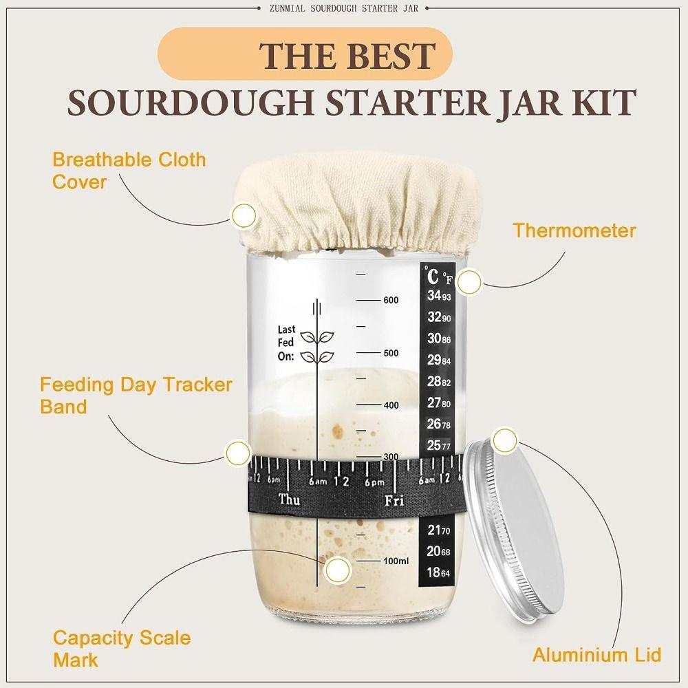 Reusable Sourdough Starter Jar Kit Heat Resistant Sour Dough Starter Culture Jars  Caviar