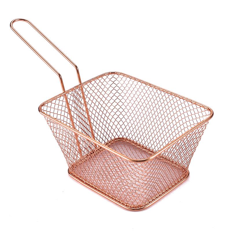 Square Mini Stainless Steel Frying Basket with Hook - Multipurpose Kitchen and Barbecue Rack