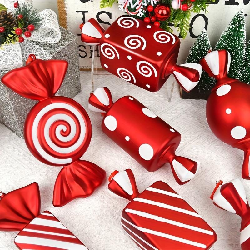 Vánoční dekorace 30cm červené cukroví rekvizity ozdoby na vánoční stromek, sada 2 kusů