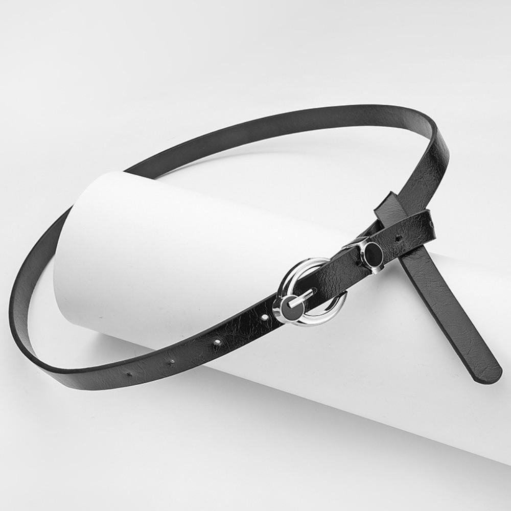 Harajuku Thin Waist Belt Alloy Pin Buckle Punk Waistband Fashion PU Leather Belt  For Women