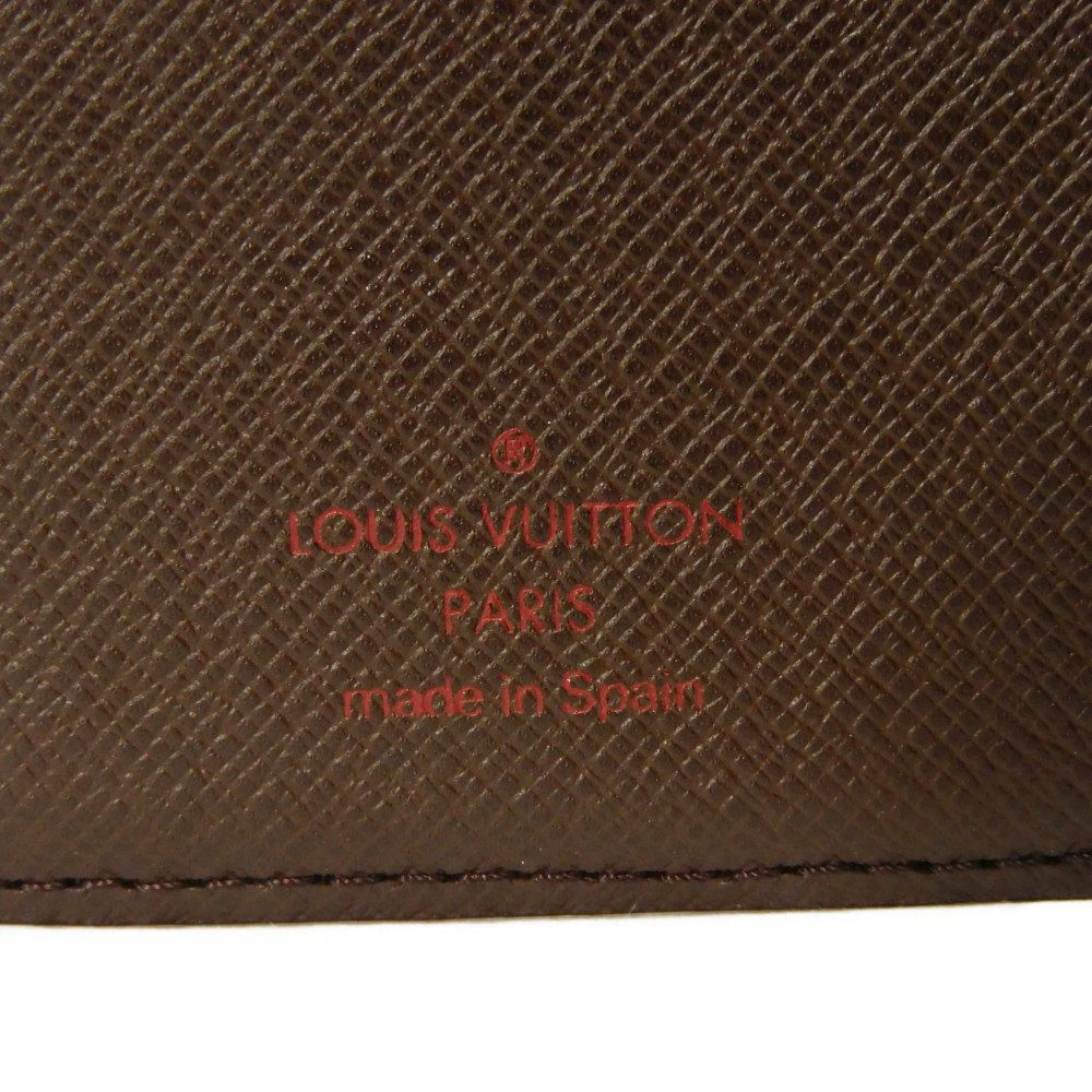 Used Louis Vuitton Damier Card Case, 12564 Agenda PM R20700 8001 Logo Brown Diary with 6 Holes and Checkered Pattern