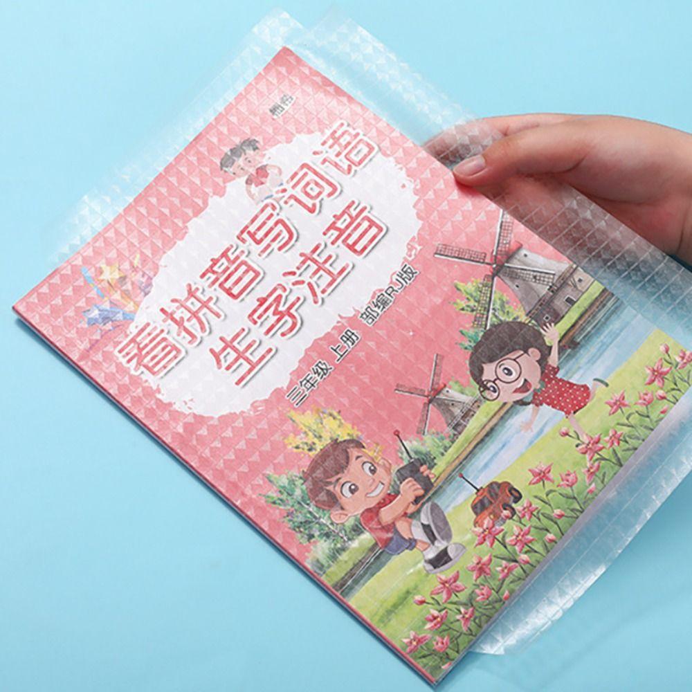 10PCS/Set Transparent Book Sleeve Checkered Pattern Book Wrap Paper  School Office