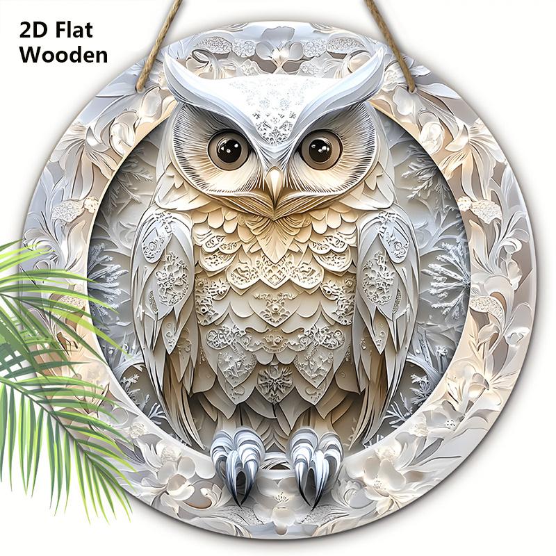 Cool Owl Wooden Sign, Funky Owl Round Sign for Front Door Wall Hanging Decor, Ideal Home Hanging Ornament