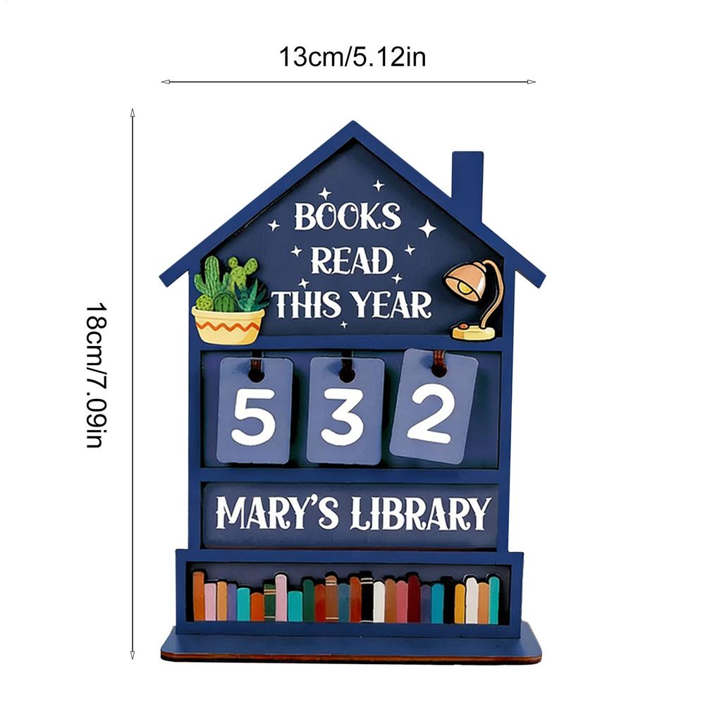 

Book Counter Wooden Rustic Home Display Manual Read Tracker Reading Sign Bookshelf Decor for Shelf Desk Table Display Office