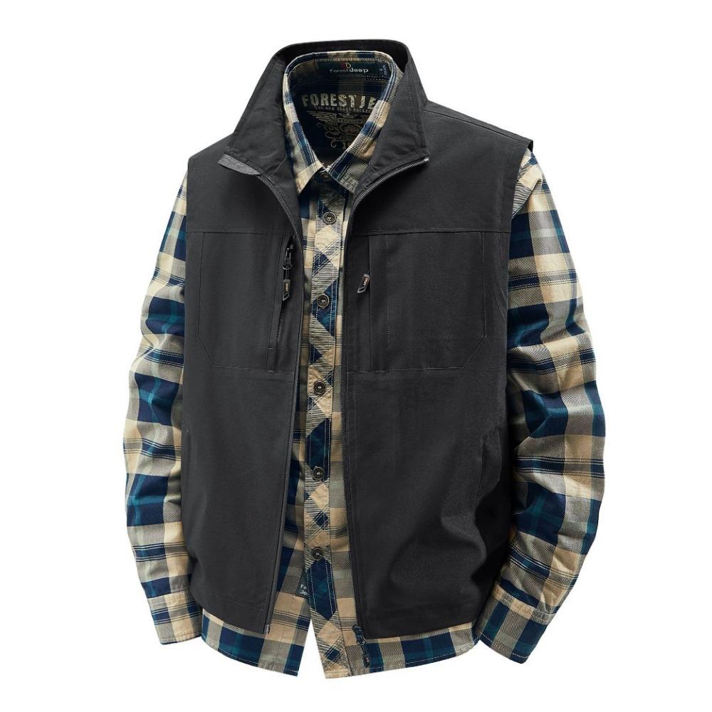 Summer Men Outdoor Breathable Sleeveless Vest Men Casual Multi Pocket Vest Man Cargo Safari Work Waistcoat Plus Size 6XL