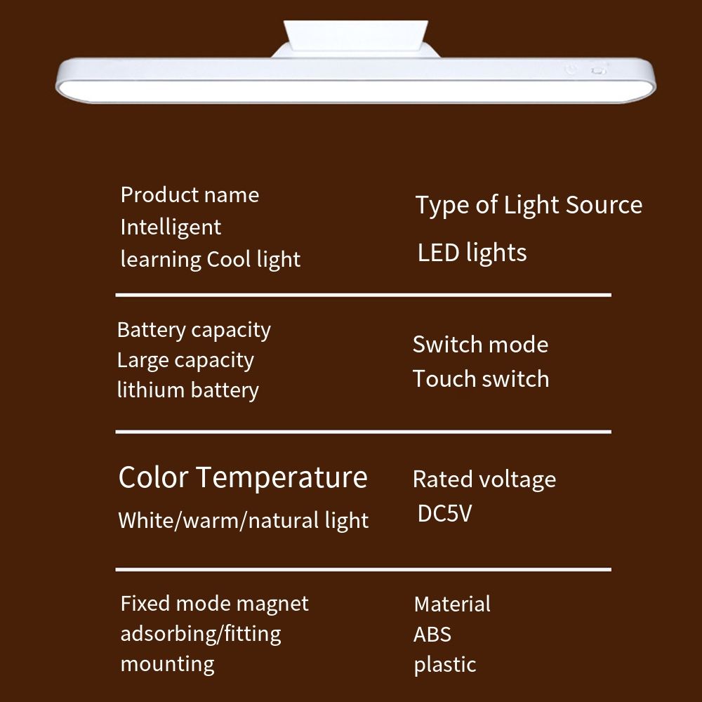 USB Suspended Magnetic Desk Lamp 3 Brightness 80 Degree Adjustable Office Desk Lamp Dimming Punch-free LED Night Light Kitchen