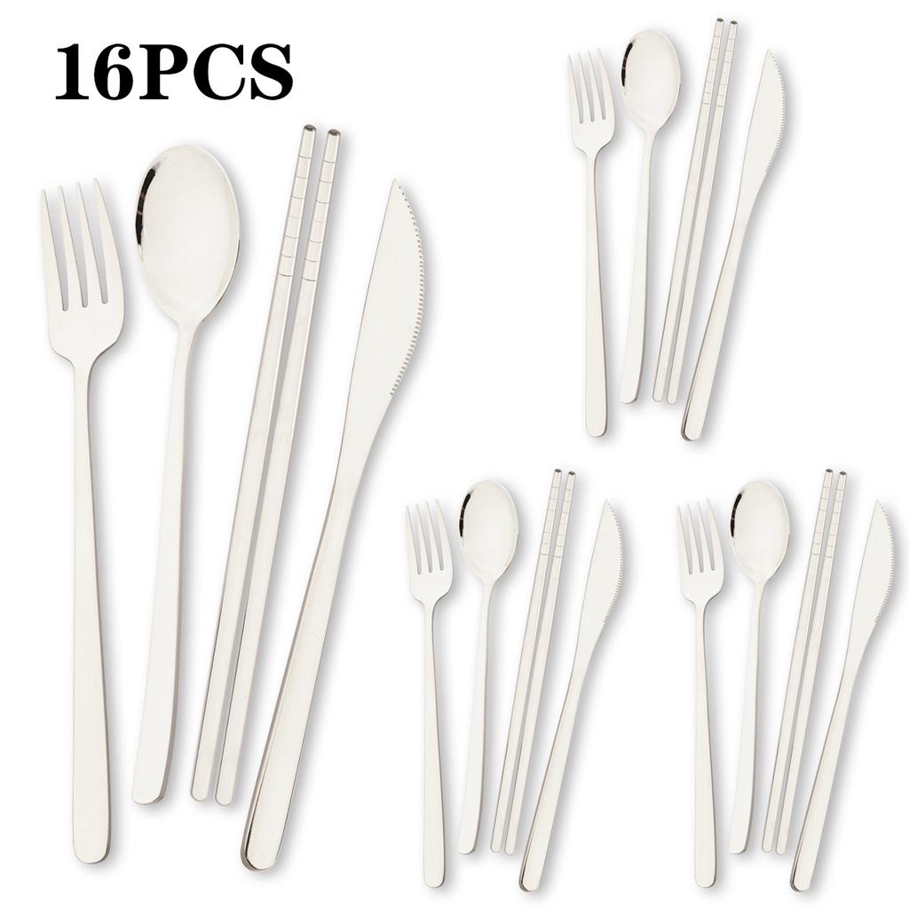 16pcs Black Gold Dinnerware Set Knife Fork Coffee Spoon Cutlery Set Mirror Stainless Steel Flatware WesternKitchen Tableware