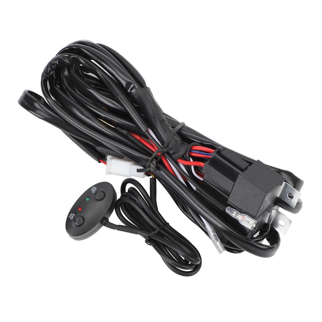 DC12V High Low Beam Wiring Harness Kit 40A 16AWG Core Cable Double Color Wire Harness for LED Light Bar LED Pod Fog Driving Light 6.56ft
