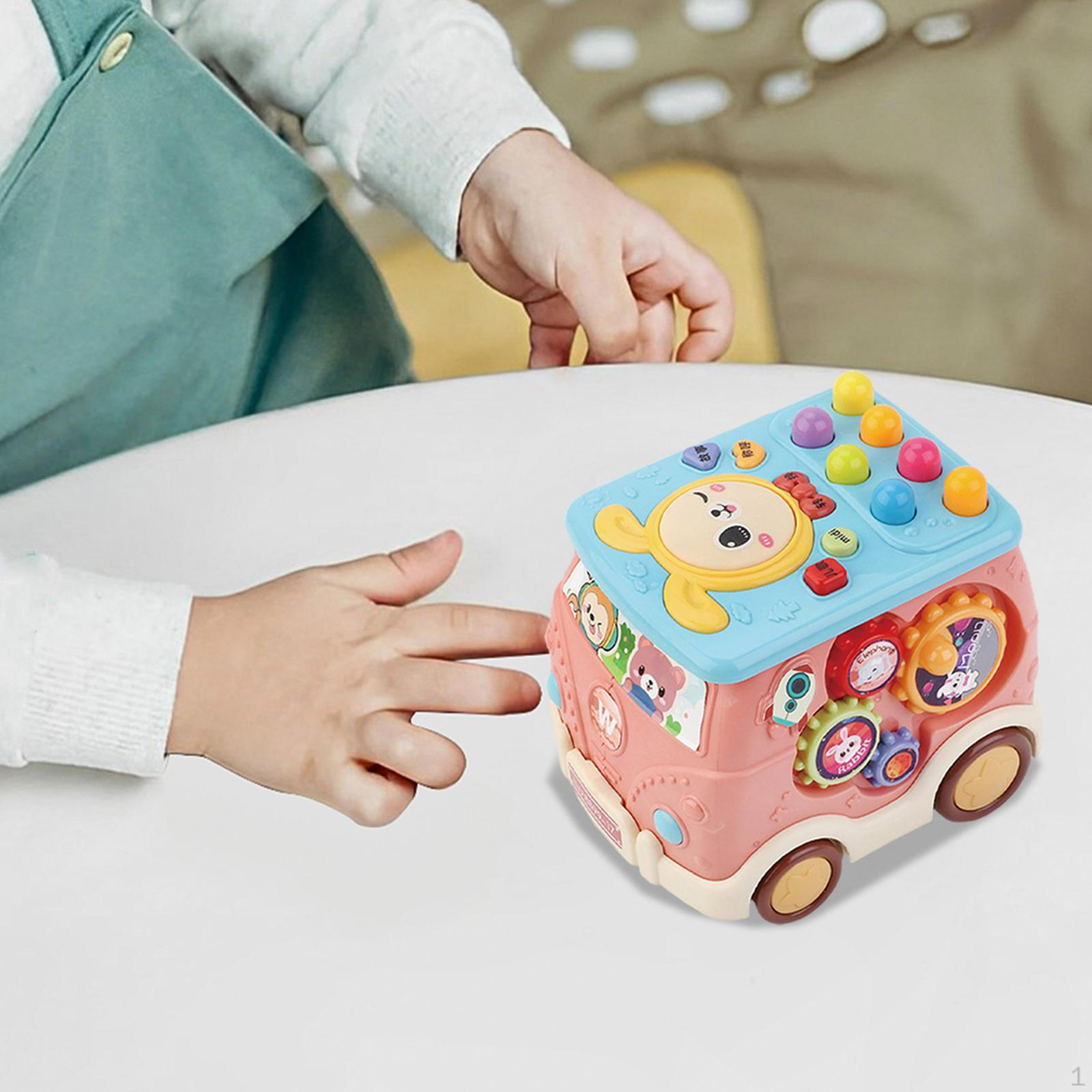 

Музыкальный автобус, игрушечный развивающий навык, мелкая моторика, обучение раннему развитию, образовательное для 6 лет розовый