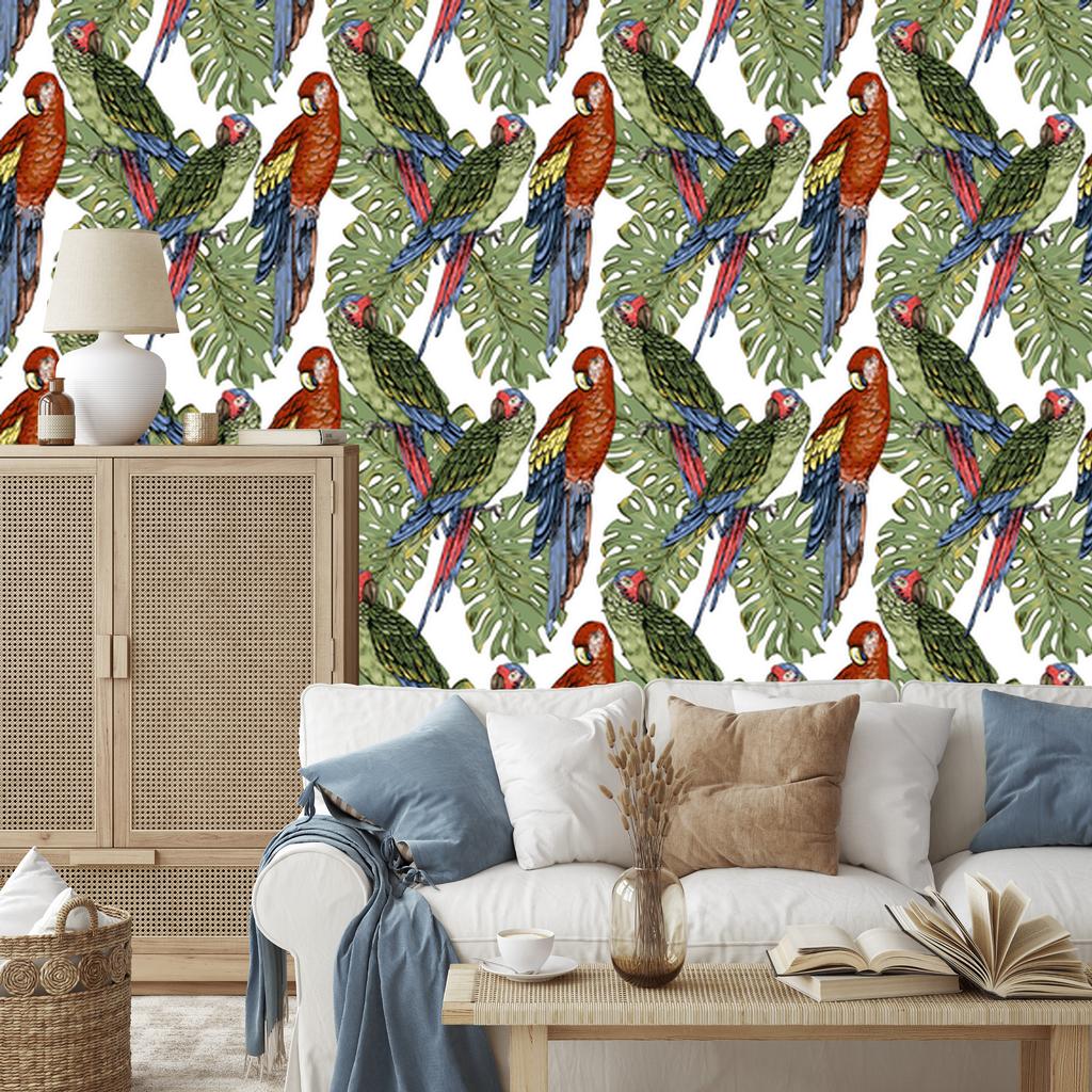 Colorful parrots wallpaper for living room and bedroom 50x1000