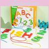 Wooden Alphabet Number Bead Stringing Toy For Early Education And Fine Motor Skills Development