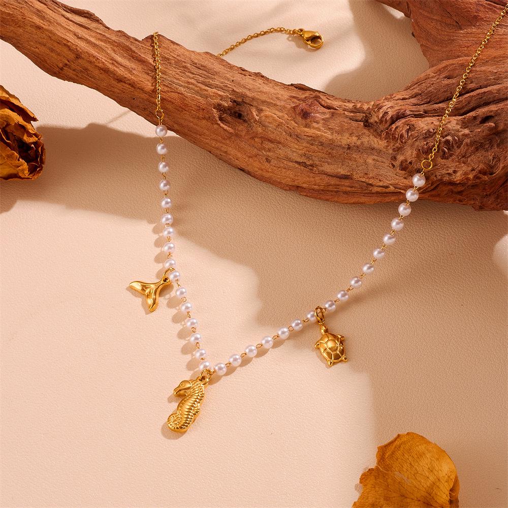 Summer Ocean Beach Marine Life Pearl & Shell Pendant Necklaces - Colorfast & Stylish
