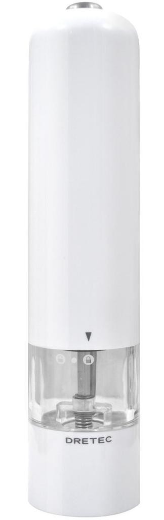 dretec Electric Pepper Mill, Electric, One-Handed, Automatic, with Light, Westa PM-105WT (White)