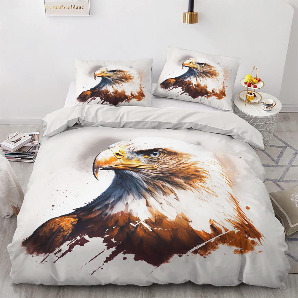 Eagle Duvet Cover Set for Boys Men Queen King Twin Size Lightweight Down Room Decor 2 Pillowcases 1 Comforter Cover No Comforter