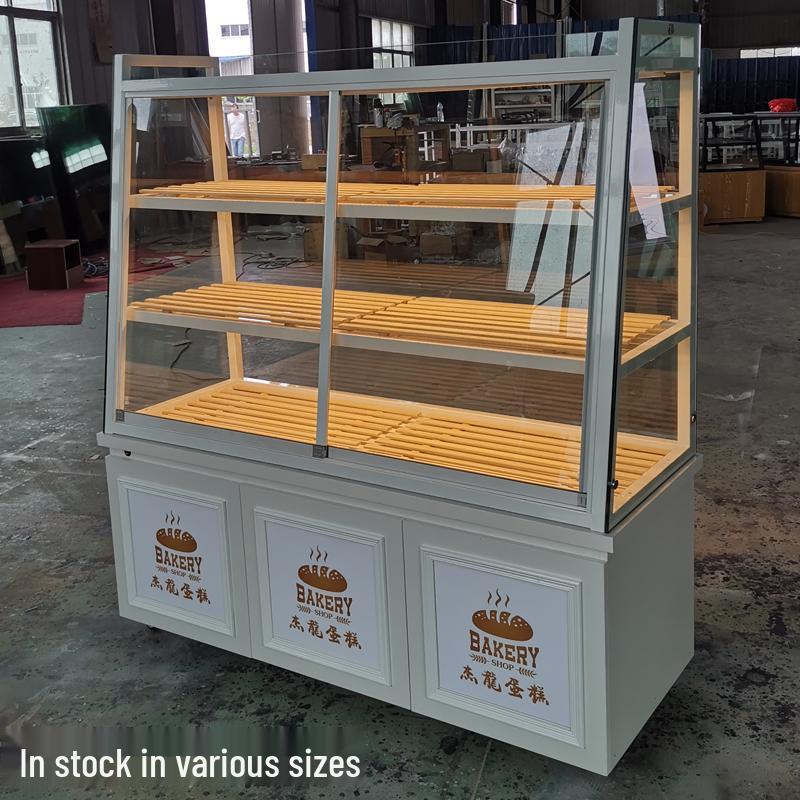 In-Stock Bakery Display Cabinet: Solid Wood & Wrought Iron Island with Drawers for Bread, Pastries, and Fried Goods