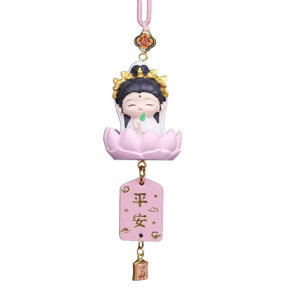 Cute Buddha Guanyin Car Pendant Chinese Style Cartoon Buddha Figures  Car Interior Decoration