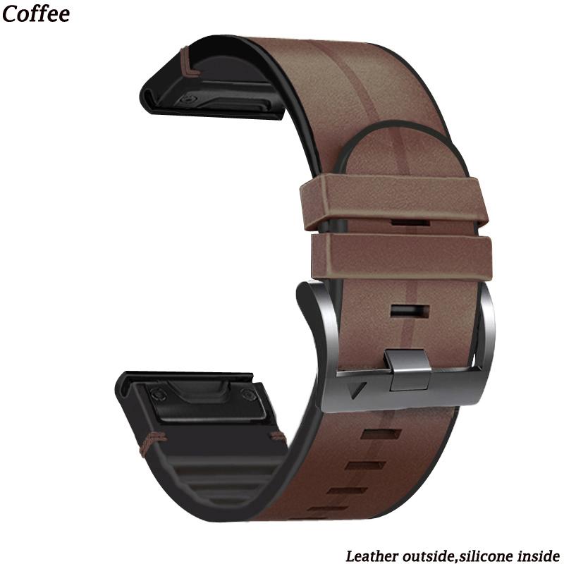 

22/26mm QuickFit Watch Strap for Garmin Fenix 7X 8 7 Pro 6X 6 5XPlus/MARQ Adventurer/Epix Pro (Gen 2) Silicone Leather Wristband Quickfit 22mm кофейный