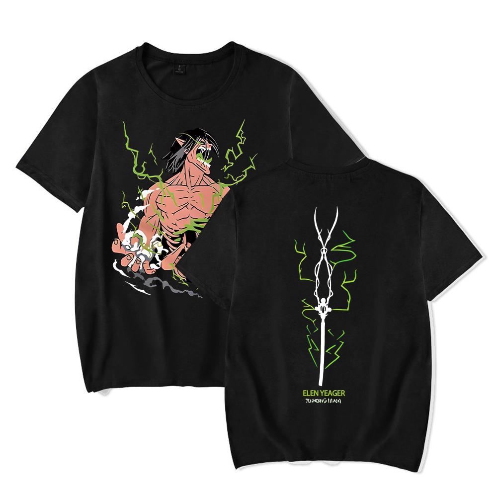 

Мужская футболка с принтом аниме «Атака титанов», хип-хоп, уличная одежда, свободная футболка с коротким рукавом из хлопка, винтажные топы 4XL