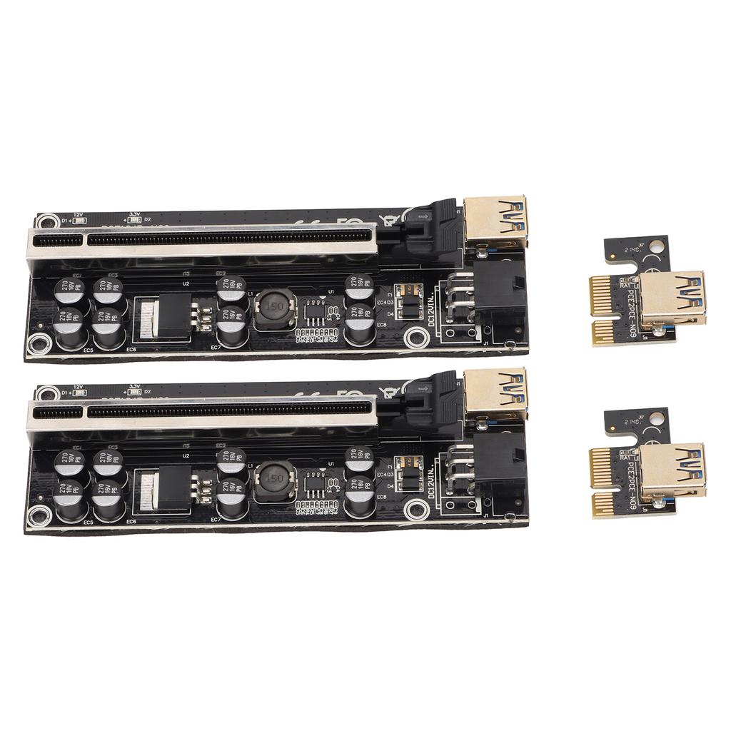 2Pcs PCIE 1X to 16X Riser Card Good Contact Stable Signal Good Fixability 8 Capacitors 6PIN Riser Card for Win for OS X