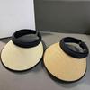 Summer Lightweight Sun Hat with And Rear Hat Foldable Straw Hollow Top Headband