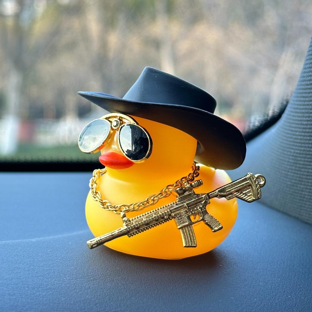 1 Piece Stylish Cowboy Duck Doll with Retro Sunglasses - Fun Car Interior Decor - Collectible & Cool Accessory for Auto Lovers