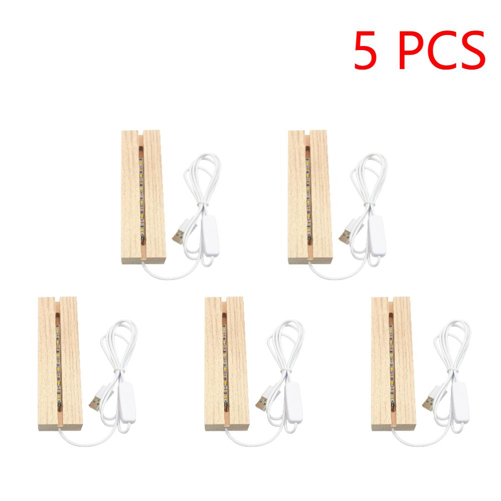 LED Wood Display Base-Rectangle Crystal Lighted Base Stand Acrylic Light Plate Base-Warm Lighted USB Wooden Base for Art Decor
