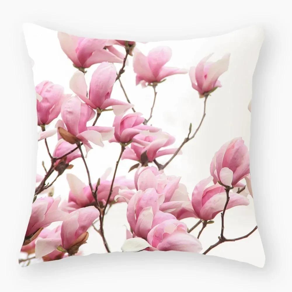 Flower Theme Print Decorative Pillow Cover Car Sofa Square Cushion Pillow Cover