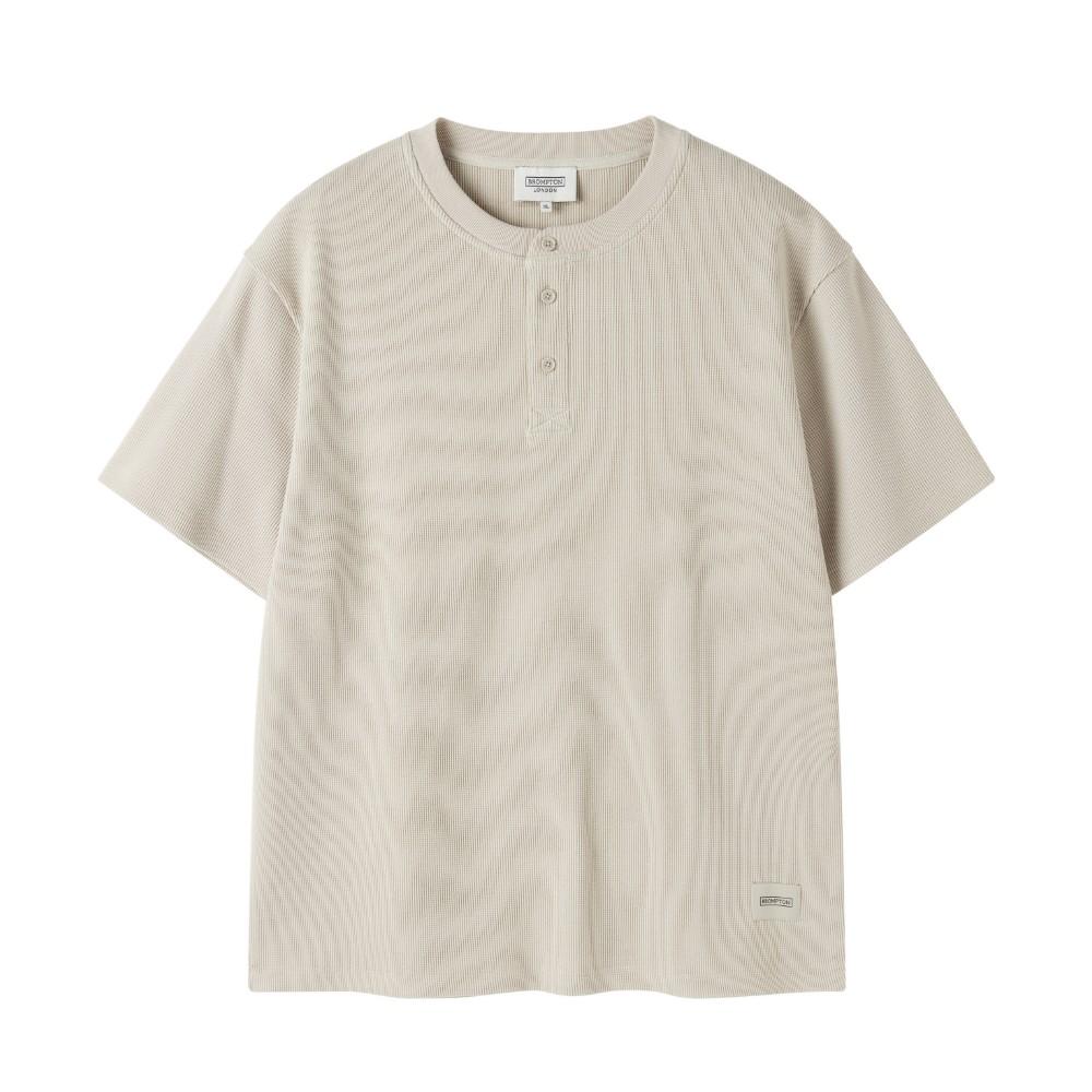 BROMPTON LONDON Button Waffle Half Sleeve T-Shirt - Beige (P252Mts433)