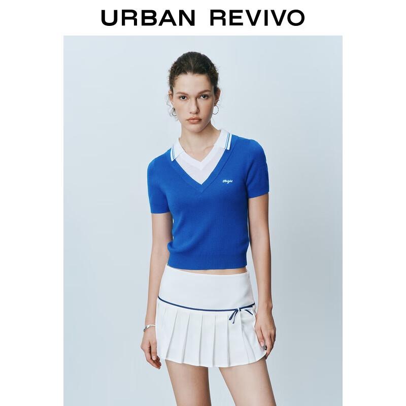 UR Women's Color-Block Letter Short Sleeve Knit Top