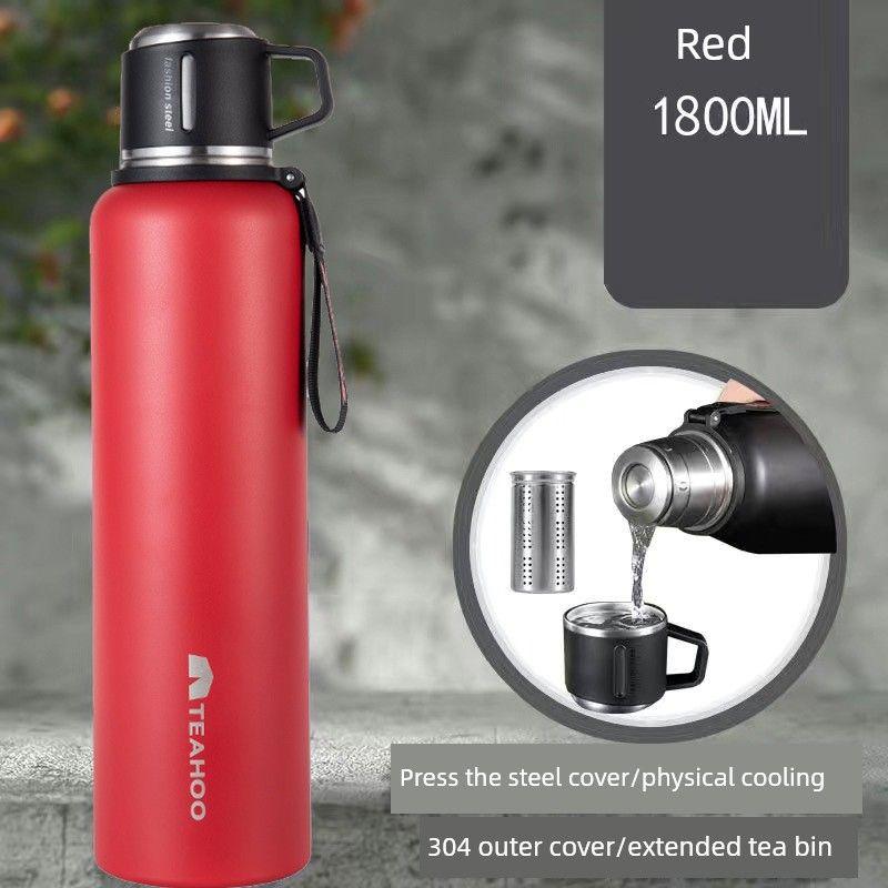 Large-Capacity Thermos Cup with Tea-Water Separation, All-Steel, Portable for Outdoor Use, Suitable for Car Use in Winter, with Handle for Brewing Tea