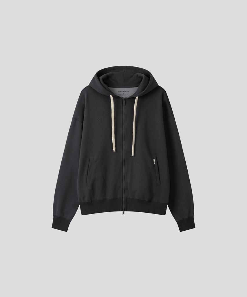 Black Moment Essential Relaxed Fit Zip-Up Hoodie [Charcoal]