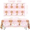 Bear Baby Shower Decorations,3pcs Pink Teddy Bear Baby Shower Tablecloths Bear Tablecloth Plastic Bear Baby Girl Table Covers for Girl Gender Reveal